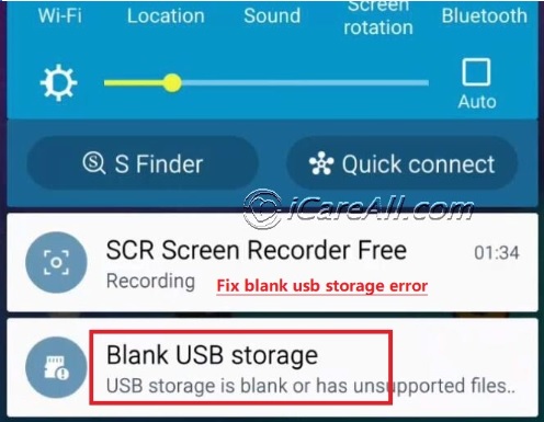 Blank USB storage error in android