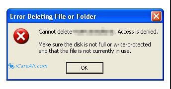 cannot delete file folder full write protected