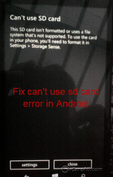 Cant use sd card in Android mobile