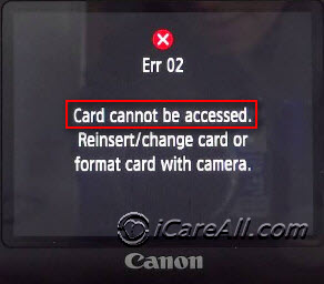 Card cannot be accessed Canon