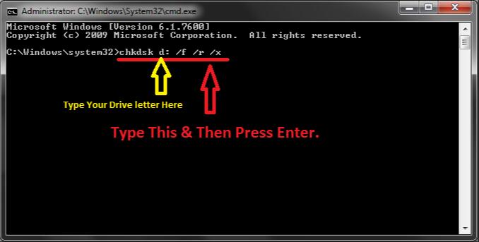 Chkdsk f to repair inaccessible sd card