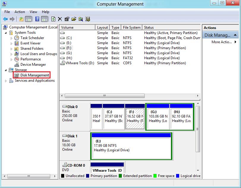 open sd card from disk management