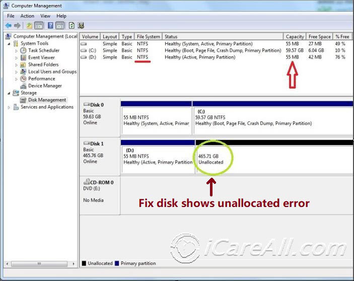 disk unallocated