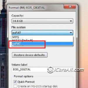 format memory card exfat