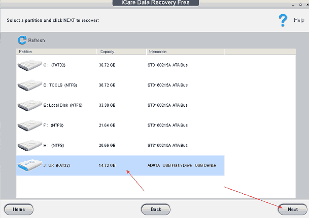 start scanning raw drive