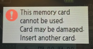 memory card sd cannot be used