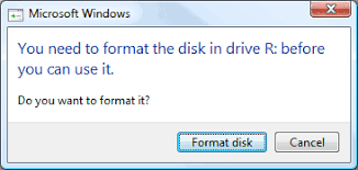 raw drive needs formatting.