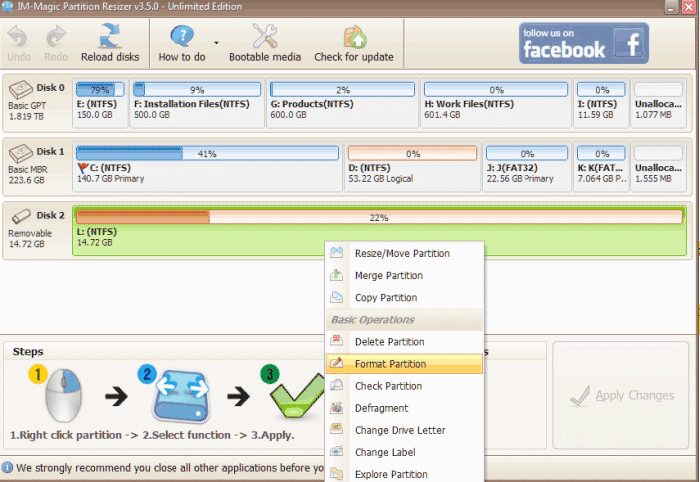 format raw ntfs by resizer