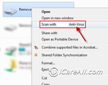 scan virus on raw drive