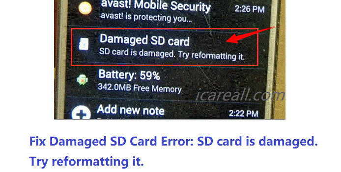 Damaged SD card needs reformatting