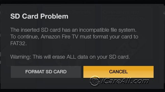 SD card incompatible file system