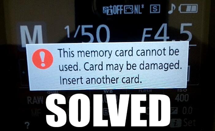 This memory card cannot be used damaged or insert another card