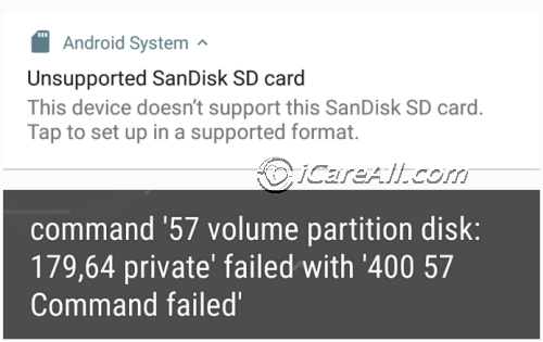 Unable to format unsupported sd card