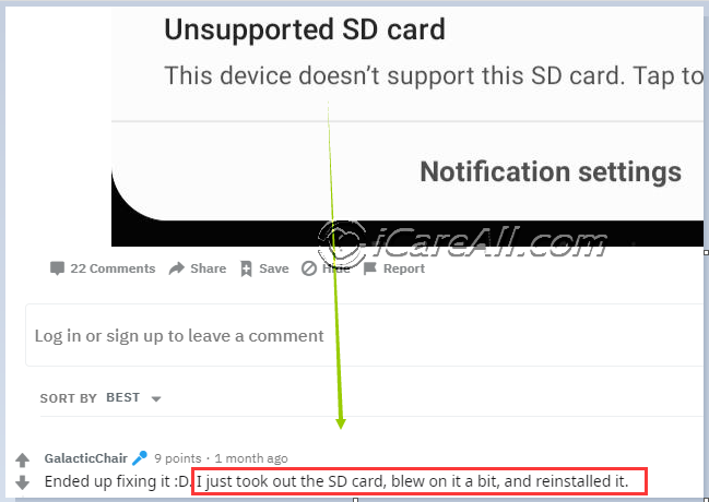 Unsupported sd card solved
