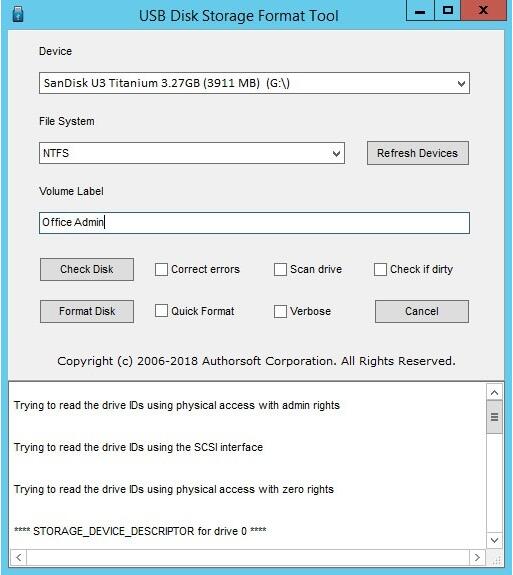 format raw drive with usb format tool